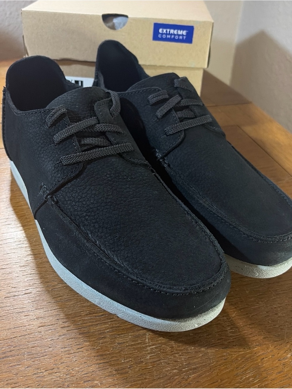 Clarks Black Slip-On Casual Loafers with Light Gray Sole